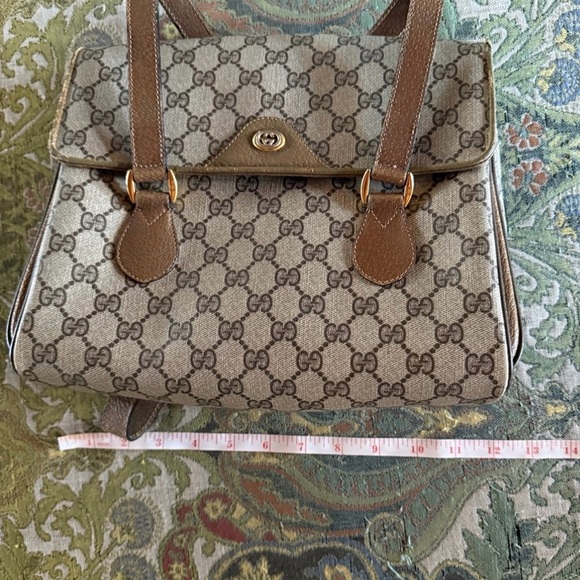 Vintage Gucci Tan and Brown Monogram Shoulder Bag - Picture 11 of 12